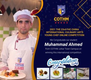 COTHM student Muhammad Ahmad wins 23rd FHC China International Culinary Arts Competition