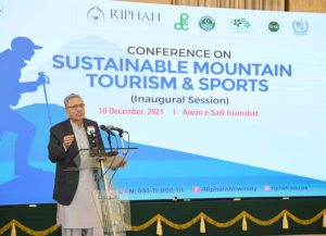 President Arif Alvi addressing conference on Mountain Tourism